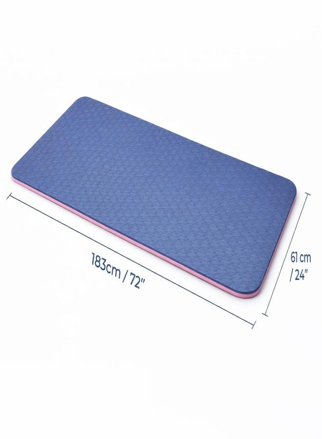 NLW Reversible Dual-Layer Yoga Mat, TPE, 6mm Thick, Wave Anti-Slip Texture, Navy Blue and Pink, for Yoga, Gym and Home Workout - Image 3