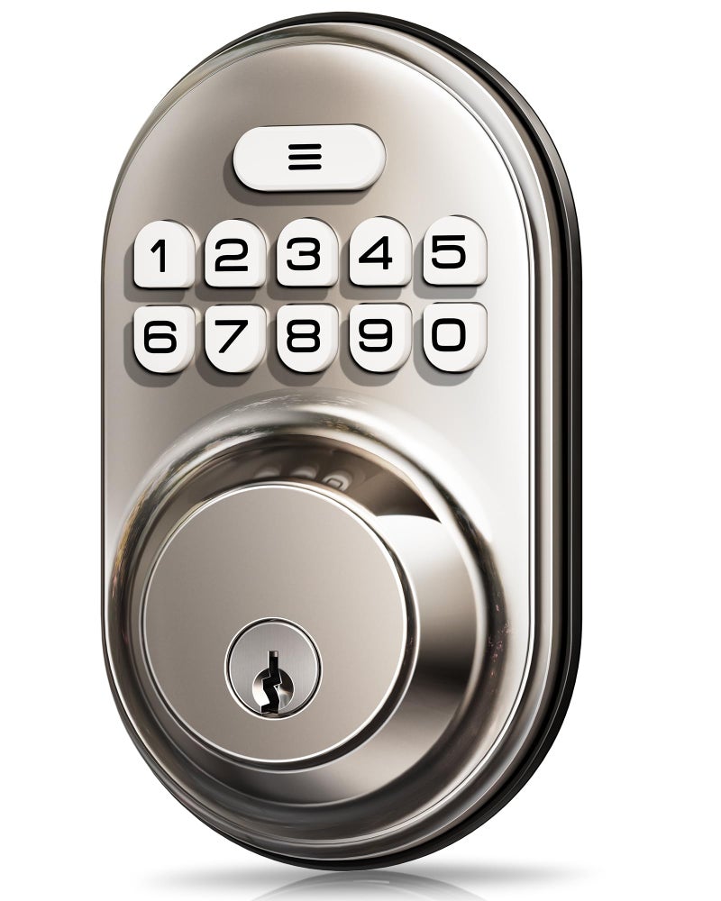 Veise Keyless Entry Door Lock, Electronic Keypad Deadbolt, Keyed Entry, Auto Lock, Anti-Peeking Password, Back Lit & Easy Installation Design, Satin Nickel - Image 1