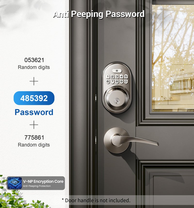 Veise Keyless Entry Door Lock, Electronic Keypad Deadbolt, Keyed Entry, Auto Lock, Anti-Peeking Password, Back Lit & Easy Installation Design, Satin Nickel - Image 3