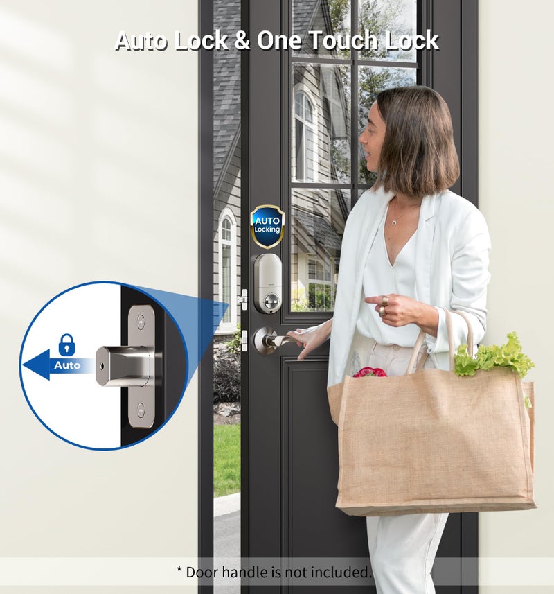 Veise Keyless Entry Door Lock, Electronic Keypad Deadbolt, Keyed Entry, Auto Lock, Anti-Peeking Password, Back Lit & Easy Installation Design, Satin Nickel - Image 4