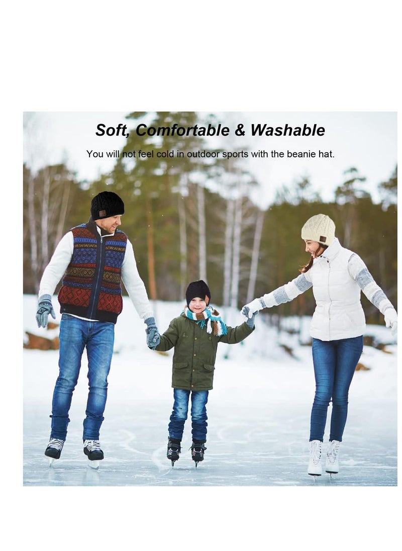 SYOSI - Wireless Beanie Hat Women Men Beanie Headset 5.0 Music Hat Over Ear Wireless Headphone Handsfree Earphone with Removable Speaker Outdoor Sport Washable Winter Knit Cap for Adult Boy Girl Gift (White) - Image 1
