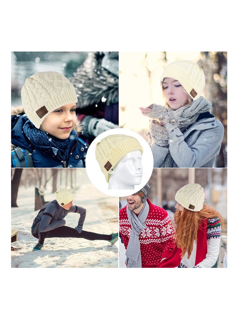 SYOSI - Wireless Beanie Hat Women Men Beanie Headset 5.0 Music Hat Over Ear Wireless Headphone Handsfree Earphone with Removable Speaker Outdoor Sport Washable Winter Knit Cap for Adult Boy Girl Gift (White) - Image 1