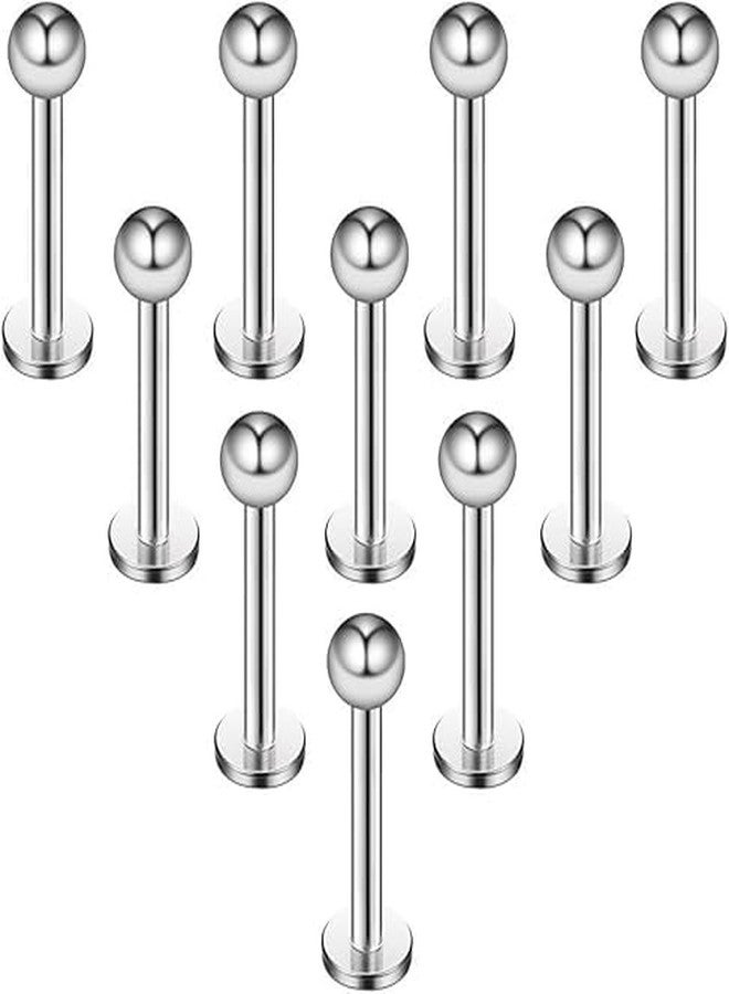 SHIELD PLUS Jewelry 10pcs Stainless Steel Lip Labret Stud Tragus Helix Cartilage Stud Bar - Image 1