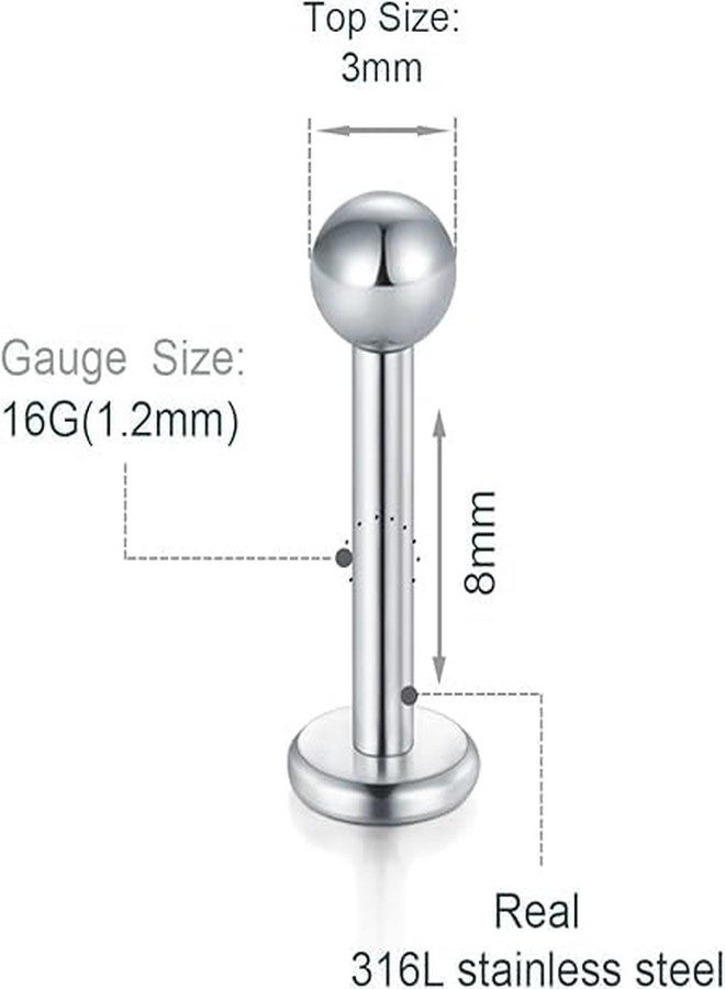 SHIELD PLUS Jewelry 10pcs Stainless Steel Lip Labret Stud Tragus Helix Cartilage Stud Bar - Image 3