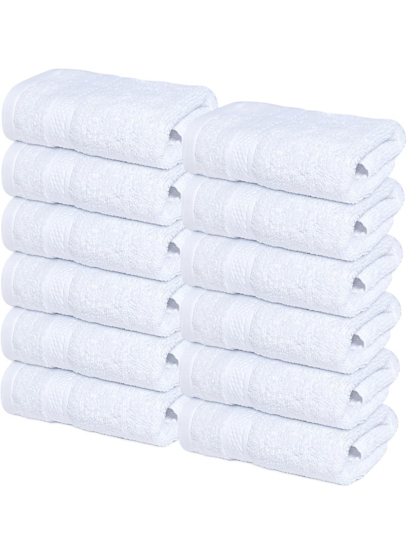 Xclusives Premium 12 Pack White Wash Cloths & Face Towels – 33cm x 33cm, 100% Cotton - Image 1