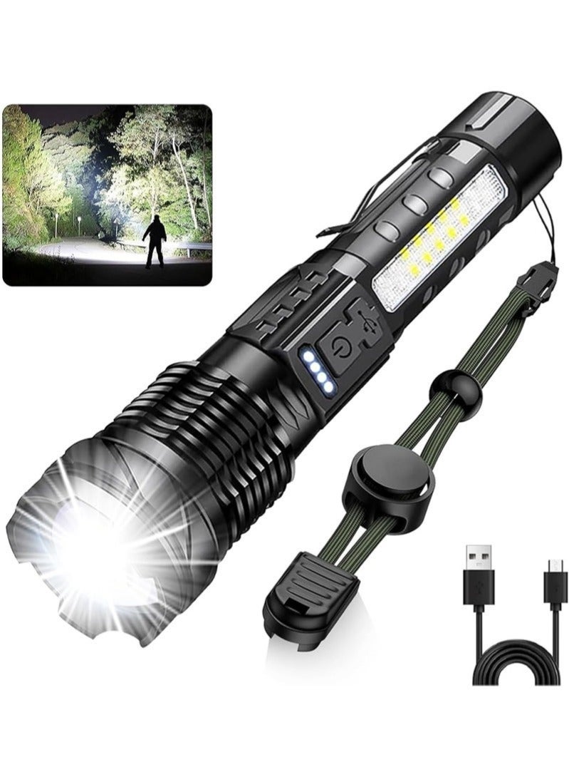 Yoawllty Flashlight, Waterproof Torch Light, High Power Zoomable 10000 Lumens with 7 Light Modes,  Rechargeable Handheld Emergency Light for Camping Hiking - Image 2