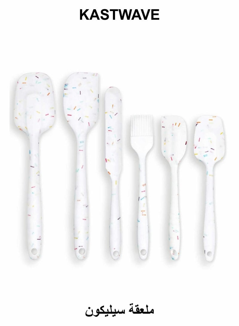 كاست ويف مجموعة ملاعق سيليكون مكونة من 6 قطع، ملاعق كيك وكريمة وزبدة مقاومة للحرارة، خالية من مادة BPA، أداة مكشطة خلط من السيليكون للمطبخ - Image 1