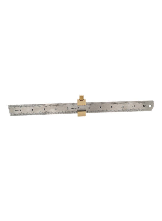 NIBEMINENT Ruler Positioning Block Woodworking Line Locator Silver/Beige 33.5x3.5x5.8cm