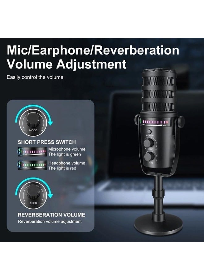 AWALOR - XLR Dynamic Microphone with RGB Control and Headphone Jack for PC Gaming and Streaming - Image 1
