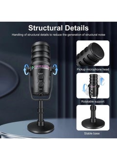 AWALOR XLR Dynamic Microphone with RGB Control and Headphone Jack for PC Gaming and Streaming  - Image 3