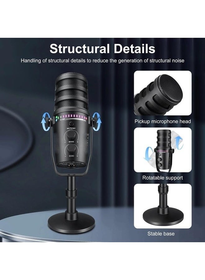 AWALOR - XLR Dynamic Microphone with RGB Control and Headphone Jack for PC Gaming and Streaming - Image 1