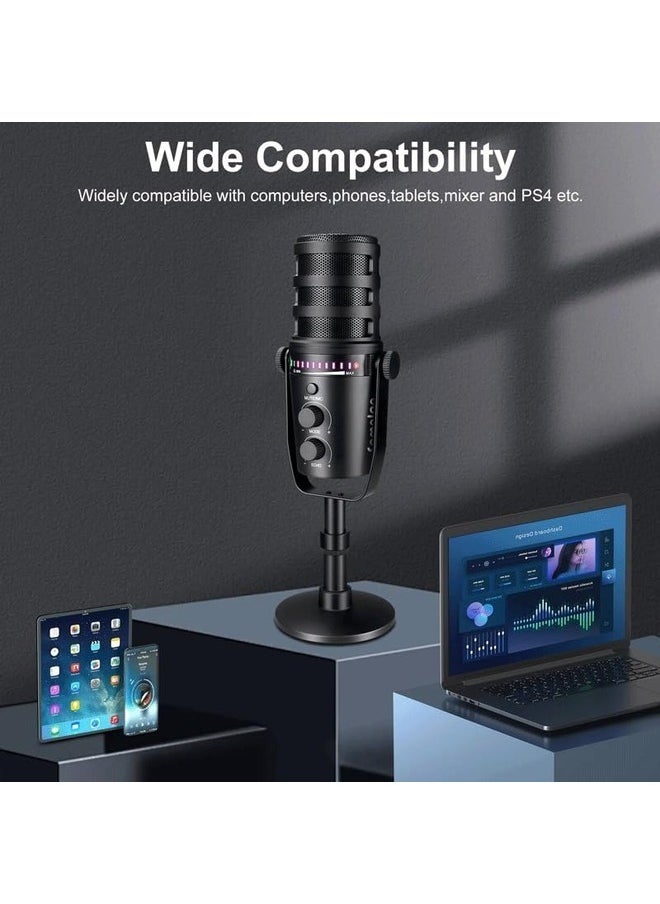 AWALOR - XLR Dynamic Microphone with RGB Control and Headphone Jack for PC Gaming and Streaming - Image 1