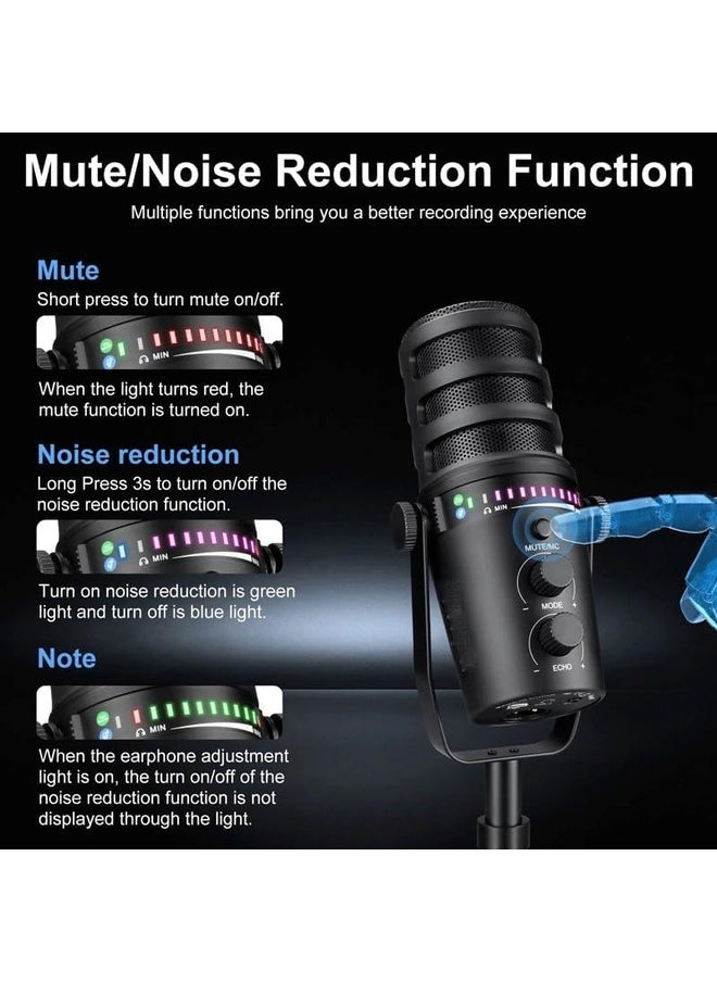AWALOR - XLR Dynamic Microphone with RGB Control and Headphone Jack for PC Gaming and Streaming - Image 1