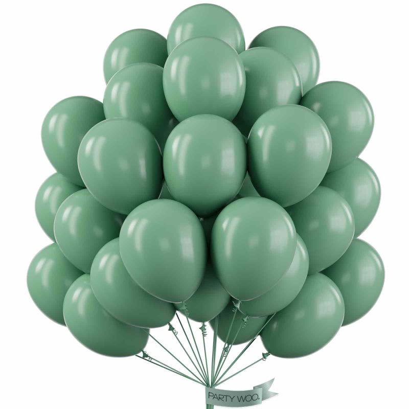 PartyWoo Sage Green Balloons 50 pcs 12 Inch Matte Dusty Olive Boho Green Eucalyptus Latex Helium Balloons for Wedding Baby Shower Gender Reveal Birthday Graduation Safari Party Decorations Green-F03 - Image 1