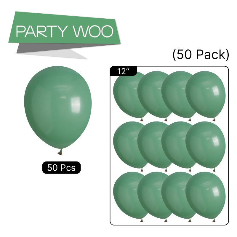 PartyWoo Sage Green Balloons 50 pcs 12 Inch Matte Dusty Olive Boho Green Eucalyptus Latex Helium Balloons for Wedding Baby Shower Gender Reveal Birthday Graduation Safari Party Decorations Green-F03 - Image 4