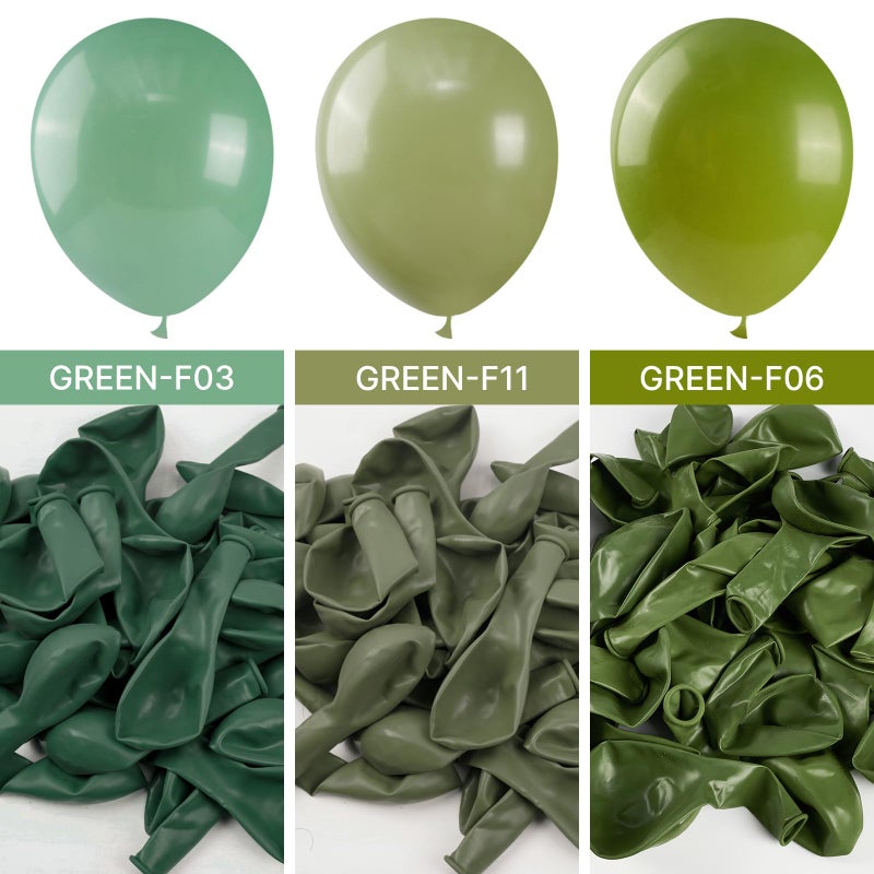 PartyWoo Sage Green Balloons 50 pcs 12 Inch Matte Dusty Olive Boho Green Eucalyptus Latex Helium Balloons for Wedding Baby Shower Gender Reveal Birthday Graduation Safari Party Decorations Green-F03 - Image 3