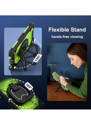 Heavy Duty Protection Galaxy Tab A9 8.7inch Case Compatible with Samsung Galaxy Tab A9 8.7inch SM-X110/X115/X117 Sturdy Shockproof Cover,Protective Case W 360 Swivel Kickstand+Hand Strap+Shoulder Stra - view 3