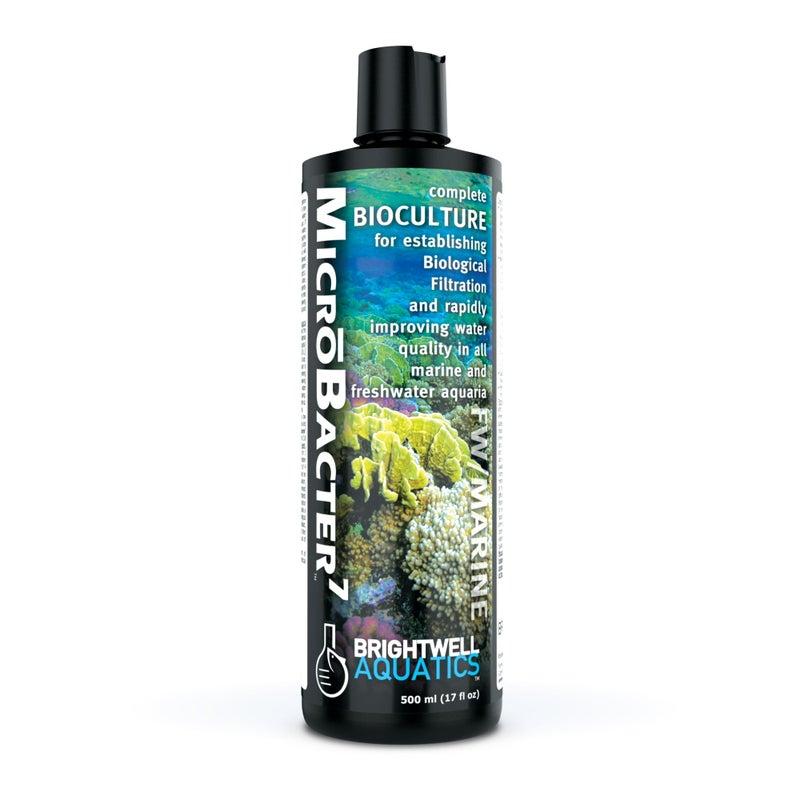 Brightwell Aquatics MicroBacter7 Complete Bioculture for Fish Tank or Aquarium - Populates Biological Filter Media for Saltwater and Freshwater Fish - Aquarium Water Treatments, 16.9 fl oz - Image 1
