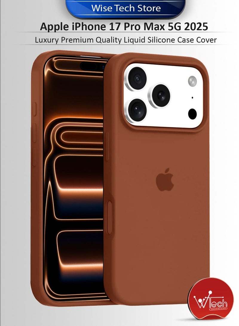 Wtech Apple iPhone 17 Pro Max 5G 2025 Luxury Premium Quality Liquid Silicone Case Cover (MCRPSN) - Brown & Apple iPhone 17 Pro Max 5G 2025 Premium E2E Series Privacy Full Glue Full Cover Tempered Glass Screen Protector (MSGECP) - Clear/Black Bundle - Image 2