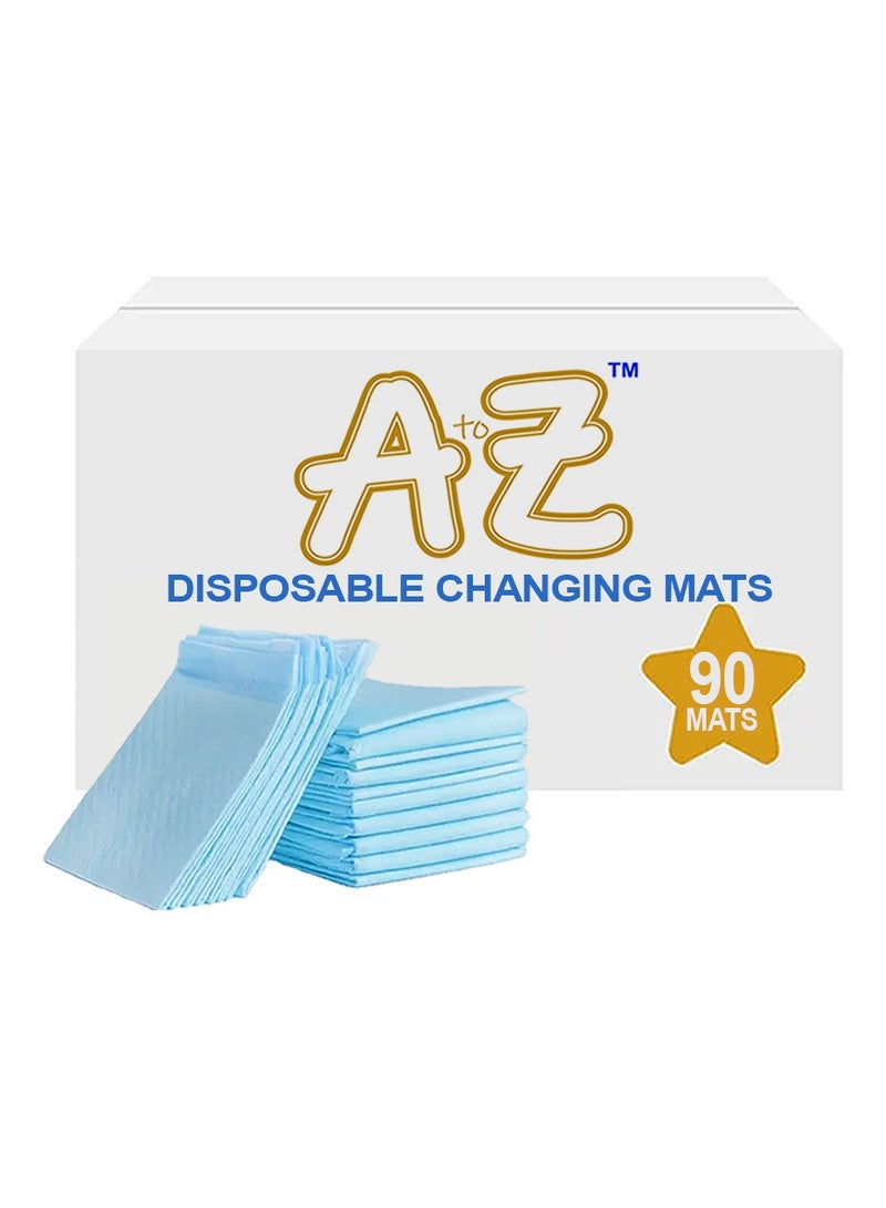 A TO Z A to Z - Disposable Changing Mat size (45cm x 60cm) Large- Premium Quality for Baby Soft Ultra Absorbent Waterproof - Pack of 90 - Blue - Image 1