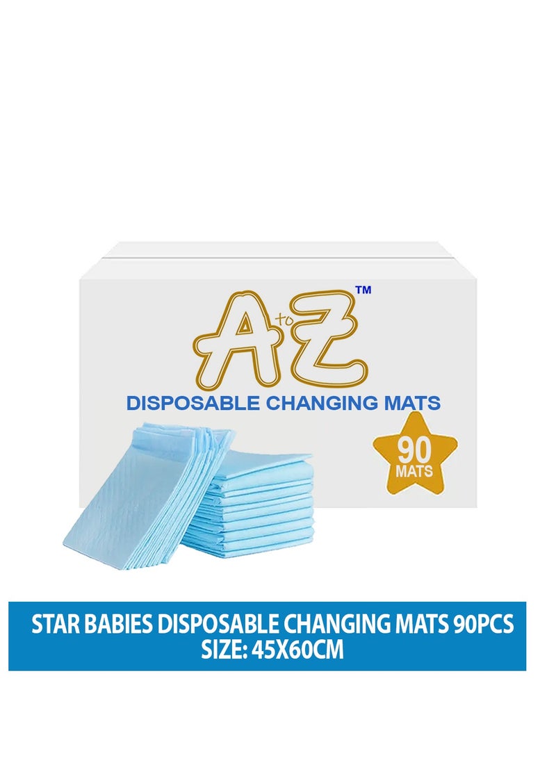A TO Z A to Z - Disposable Changing Mat size (45cm x 60cm) Large- Premium Quality for Baby Soft Ultra Absorbent Waterproof - Pack of 90 - Blue - Image 2