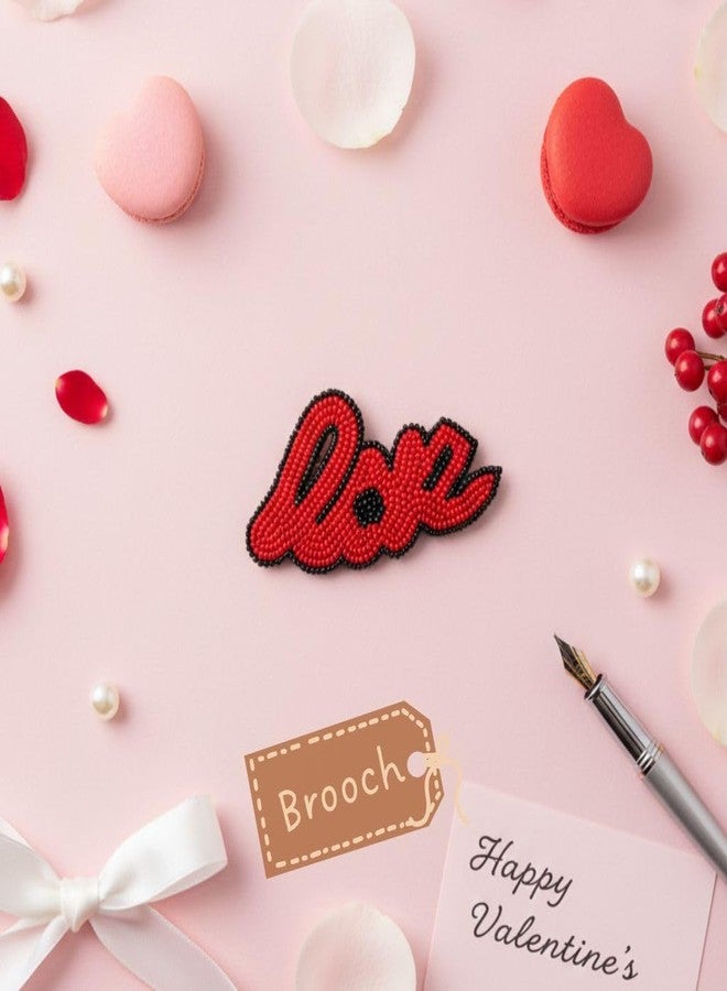 Abeo Handmade Beaded Love Shaped Brooch for Women, Men, Girls and Boys | Embroidered Lapel Pins for Valentine’s Day, Shirts, Bags and Cloths Accessories | Stylish Fashionable Badge Pin, 10g (Red) - Image 2
