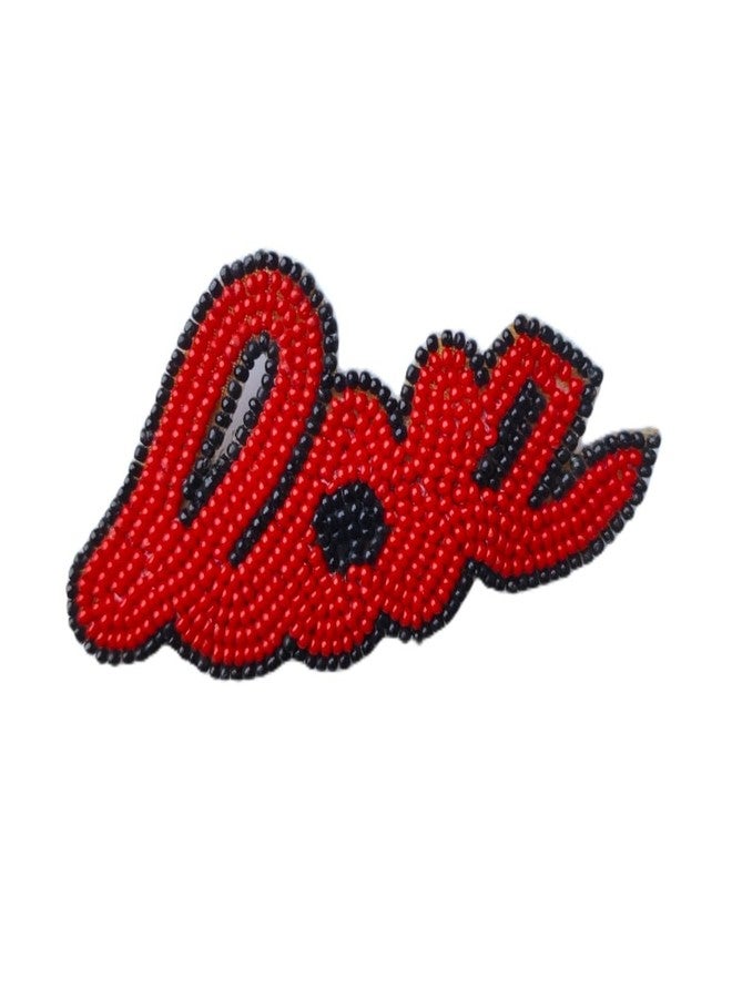 Abeo Handmade Beaded Love Shaped Brooch for Women, Men, Girls and Boys | Embroidered Lapel Pins for Valentine’s Day, Shirts, Bags and Cloths Accessories | Stylish Fashionable Badge Pin, 10g (Red) - Image 1