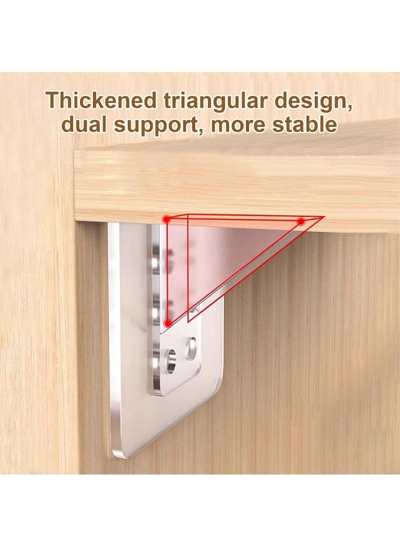 10Pcs Large Self Adhesive Cabinet Shelf Support Non Marking Adhesive Layer Plate Holder Punch Free Transparent Shelf Pegs for Shelves Brackets Holders for Cupboard Bookshelf Closet Furniture 7*7CM - Image 3