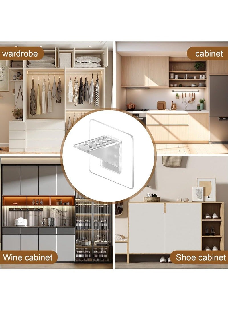 10Pcs Large Self Adhesive Cabinet Shelf Support Non Marking Adhesive Layer Plate Holder Punch Free Transparent Shelf Pegs for Shelves Brackets Holders for Cupboard Bookshelf Closet Furniture 7*7CM - Image 5