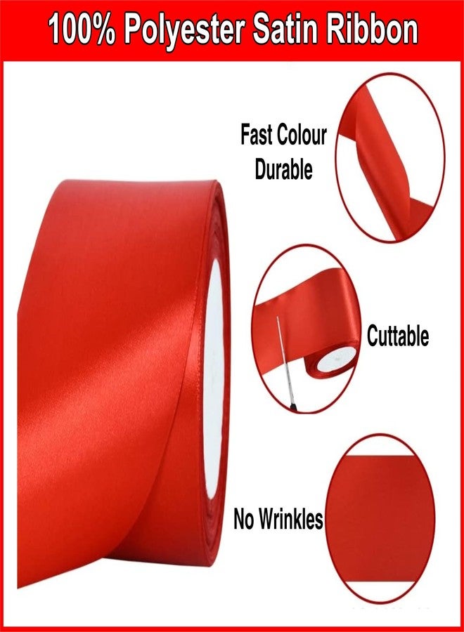 Imprint Satin 2 Inch Wide Ribbon (Red) -1 Roll - Image 3