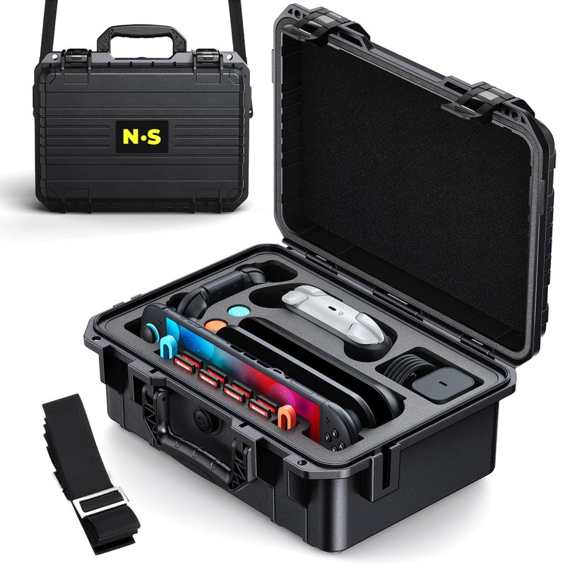 WAXITY Switch 2 Super Hard Carrying Case WAXITY Travel Case for Nintendo Switch 21 Console AccessoriesAll in one Large Capacity Storage for Pro ControllerDockGripProfessional Deluxe IP67 Waterproof Bag - Image 2