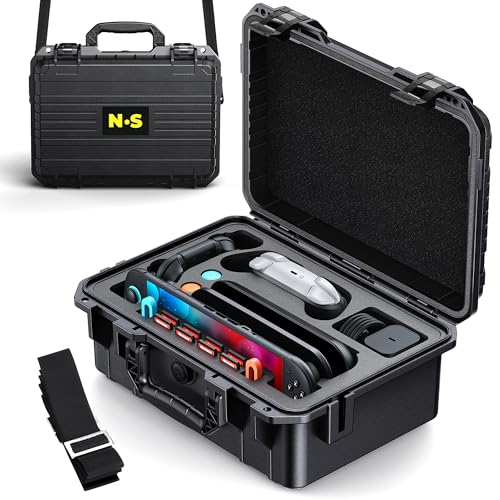 WAXITY Switch 2 Super Hard Carrying Case WAXITY Travel Case for Nintendo Switch 21 Console AccessoriesAll in one Large Capacity Storage for Pro ControllerDockGripProfessional Deluxe IP67 Waterproof Bag - Image 1