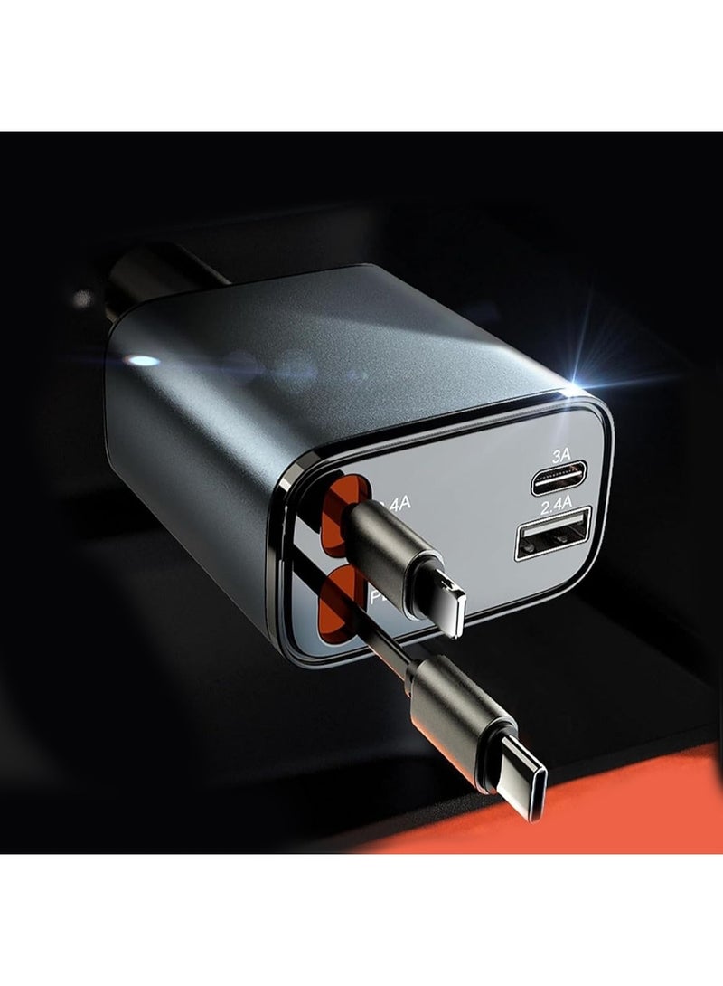 Foldable 67W Fast Car Charger | Dual USB + Type-C Retractable Car Adapter | 180° Rotating Car Phone & Watch Charger | Quick Charge for All Devices - Image 1