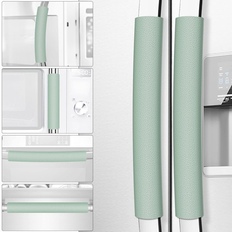 Royleath Refrigerator Handle Covers, 6PCS, Leather Kitchen Appliance Handle Covers, Keep Your Fridge Microwave Oven Stove or Dishwasher Clean, Stains Dirty Oils, Timesaver, Kitchen Decor (Jade Green) - Image 1