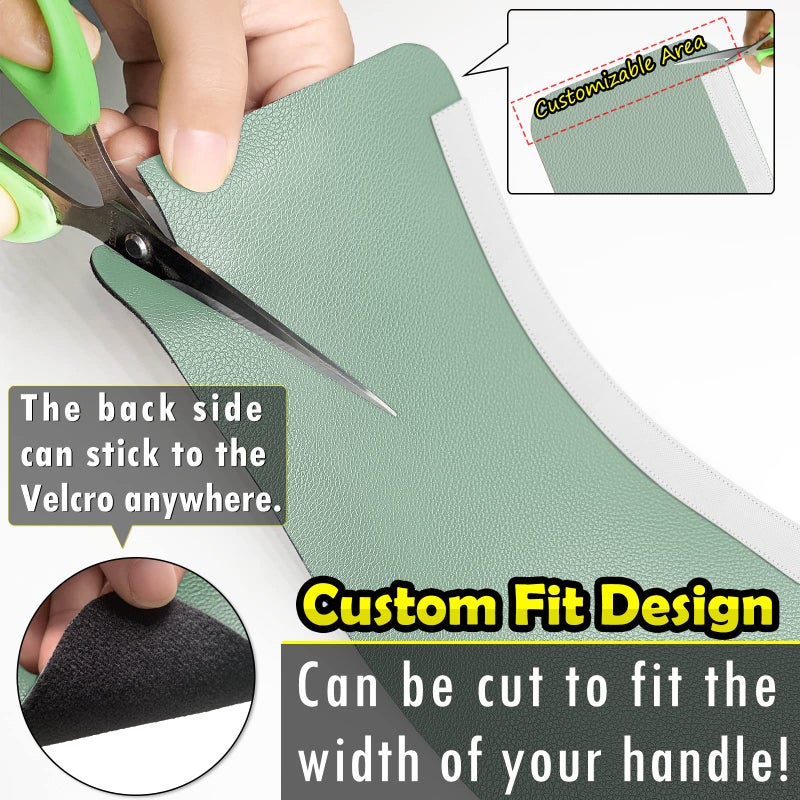 Royleath Refrigerator Handle Covers, 6PCS, Leather Kitchen Appliance Handle Covers, Keep Your Fridge Microwave Oven Stove or Dishwasher Clean, Stains Dirty Oils, Timesaver, Kitchen Decor (Jade Green) - Image 5