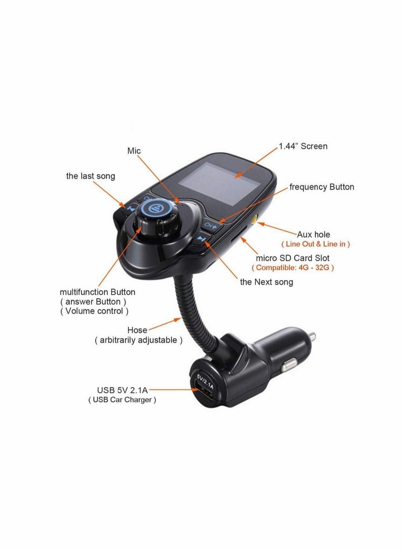 Captaintech Bluetooth Kits for Car FM Transmitter/MP3 Music Player 5V 2.1A/ USB Car Charger/ Micro SD Card 4G-32G Black - Image 5