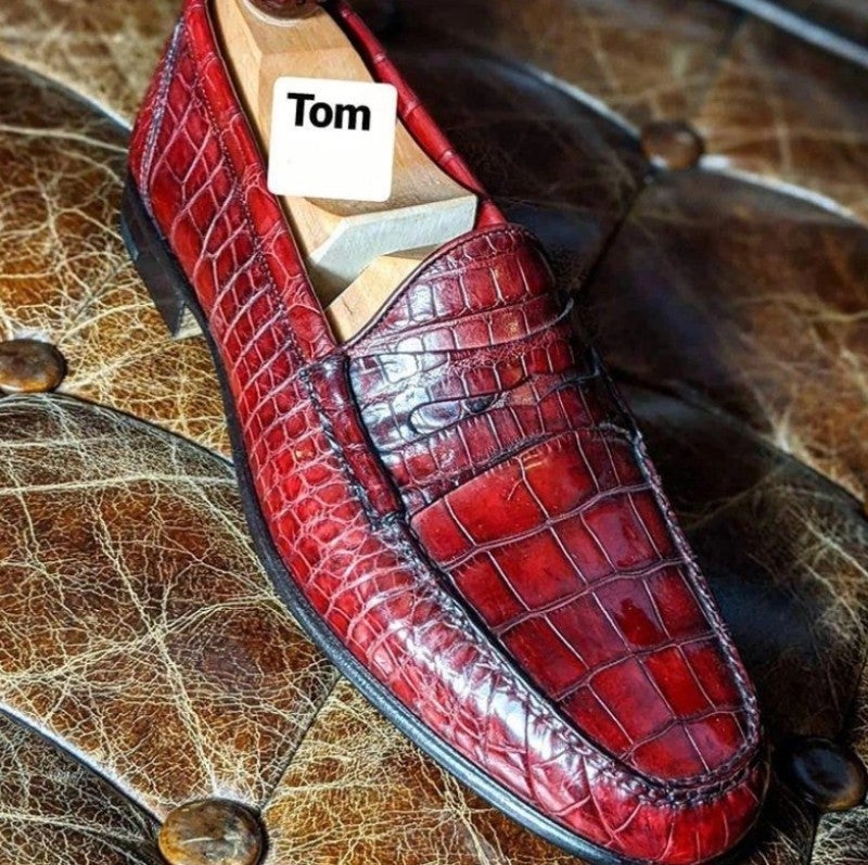 2020 new custom style set foot men's shoes single shoes one piece consignment JGB2020N0004009 redcrack 44 - Image 1