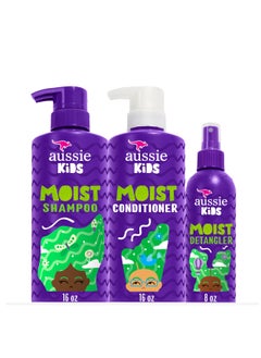 Aussie Aussie Kids Hair Care Bundle Set Including: Shampoo (16 Fl Oz), Conditioner (16 Fl Oz) & Detangler Spray (8 Fl Oz), Paraben- Freem Sulfate-Free, Dye-Free, Cruelty-Free, Tangle-Free Styling 