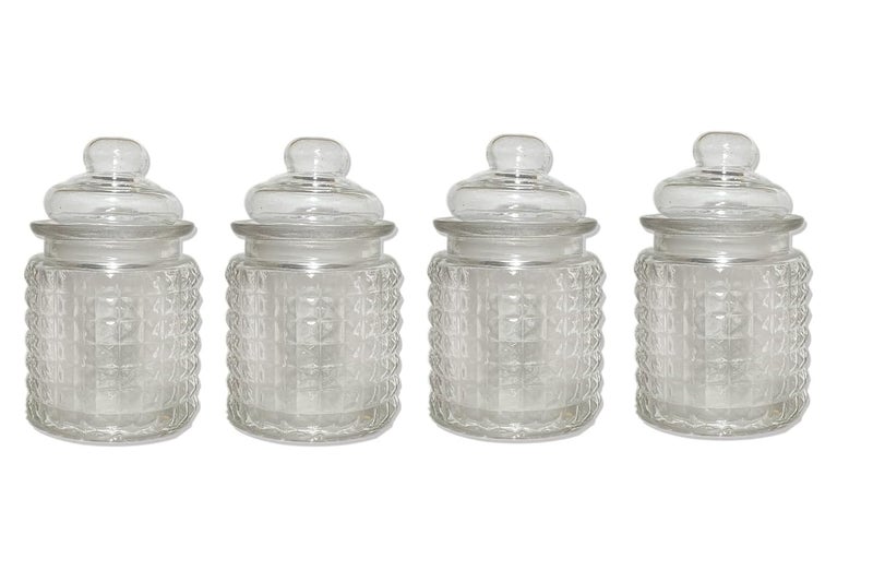 Killerzone 4pcs Glass Spice Racks for Kitchen Masala Storage Containers Spice Box for Kitchen Seasoning Masala Storage Box with Spoons Storage Containers Cooking Tools - Image 1