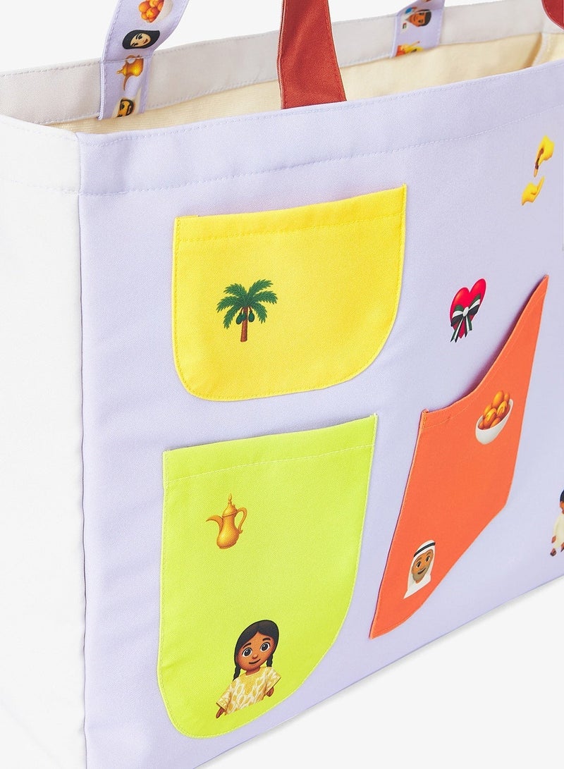 UAE Year Of Hand in Hand, Multi-pocket Emoji Totebag - Red - Image 4