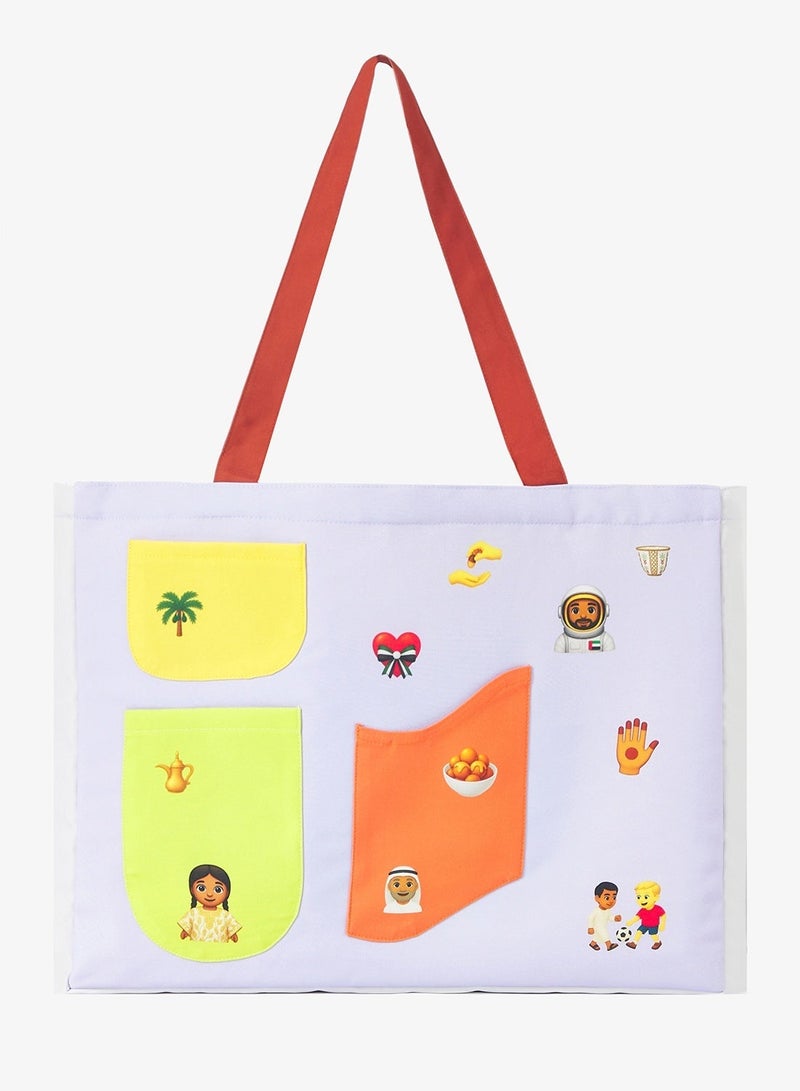UAE Year Of Hand in Hand, Multi-pocket Emoji Totebag - Red - Image 5