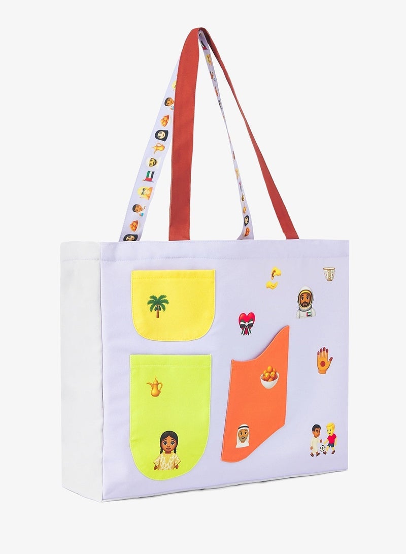 UAE Year Of Hand in Hand, Multi-pocket Emoji Totebag - Red - Image 3