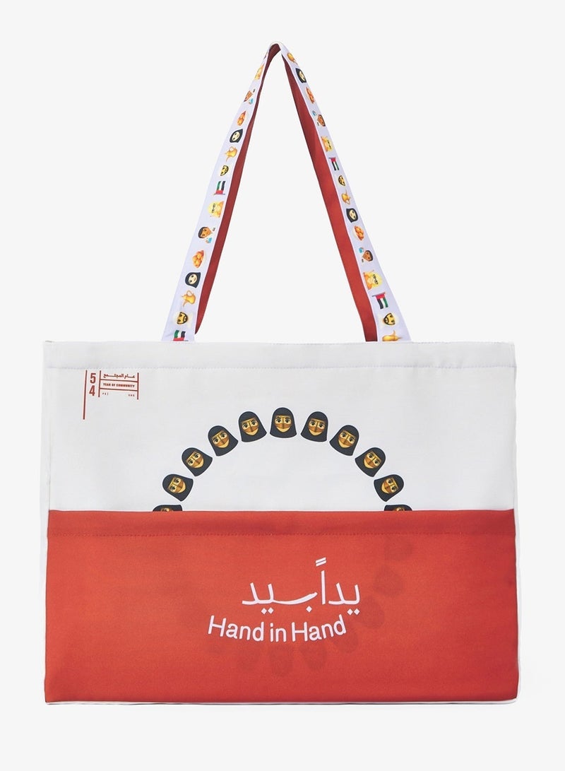 UAE Year Of Hand in Hand, Multi-pocket Emoji Totebag - Red - Image 1