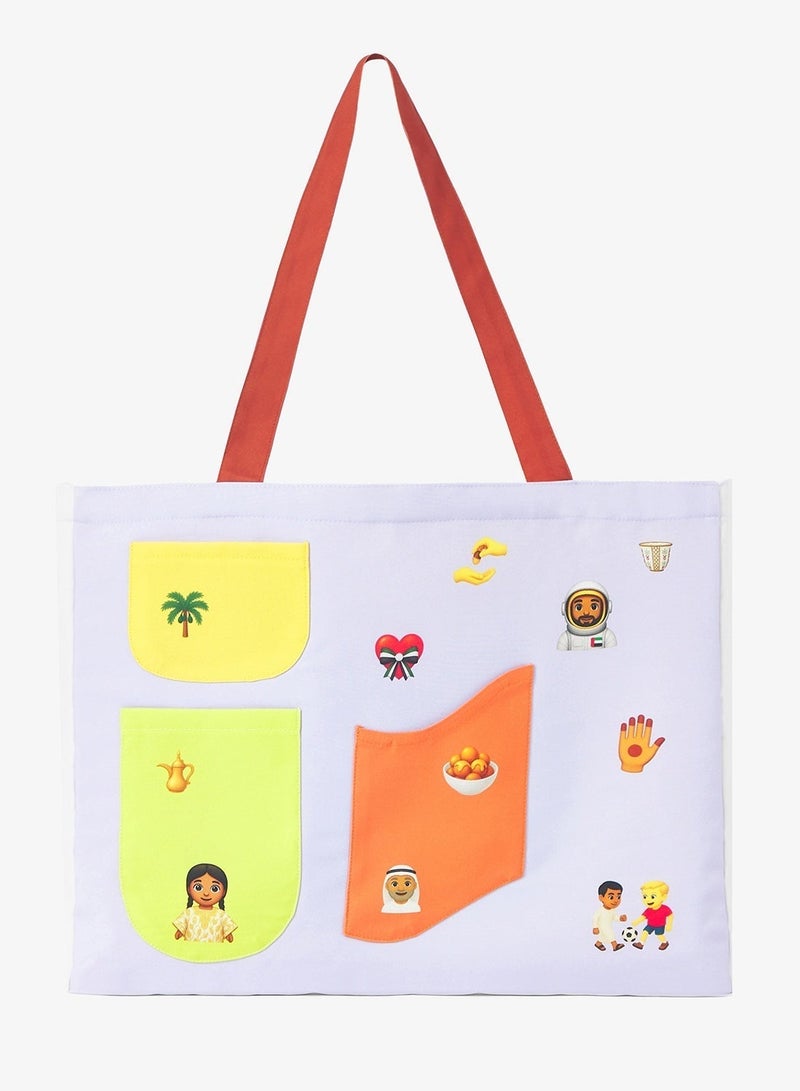 UAE Year Of Hand in Hand, Multi-pocket Emoji Totebag - Red - Image 2