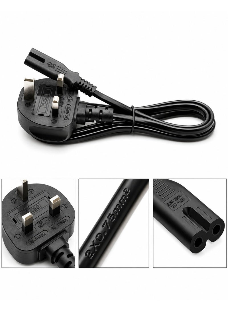 Eworld 2-Prong AC Power Cord Cable with Fuse – Compatible with Samsung, LG, Sony, TCL TVs, HP Printers, PS3/PS4/PS5, Laptops, Sound Bars & More – AC Wall Plug 3 Meter - Image 4