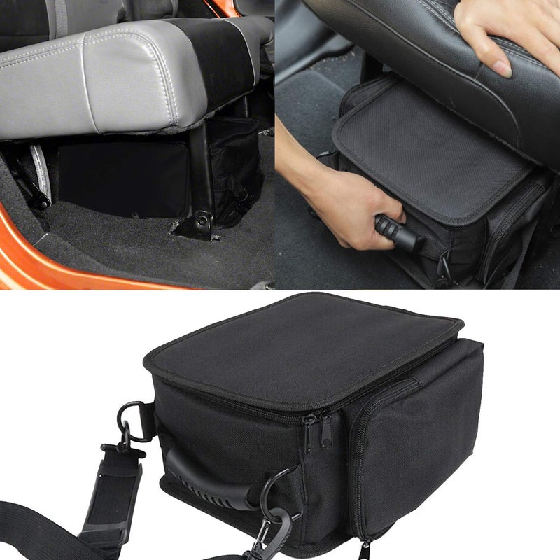 YOCTM Under Seat Organizer for 2007-2025 Jeep Wrangler JK JL JLU 4XE Sports Rubicon Gladiator JT Backseat Rear Under Seat Storage Bags Black Portable Storage Tool Kits Pocketâ€¦ - Image 1