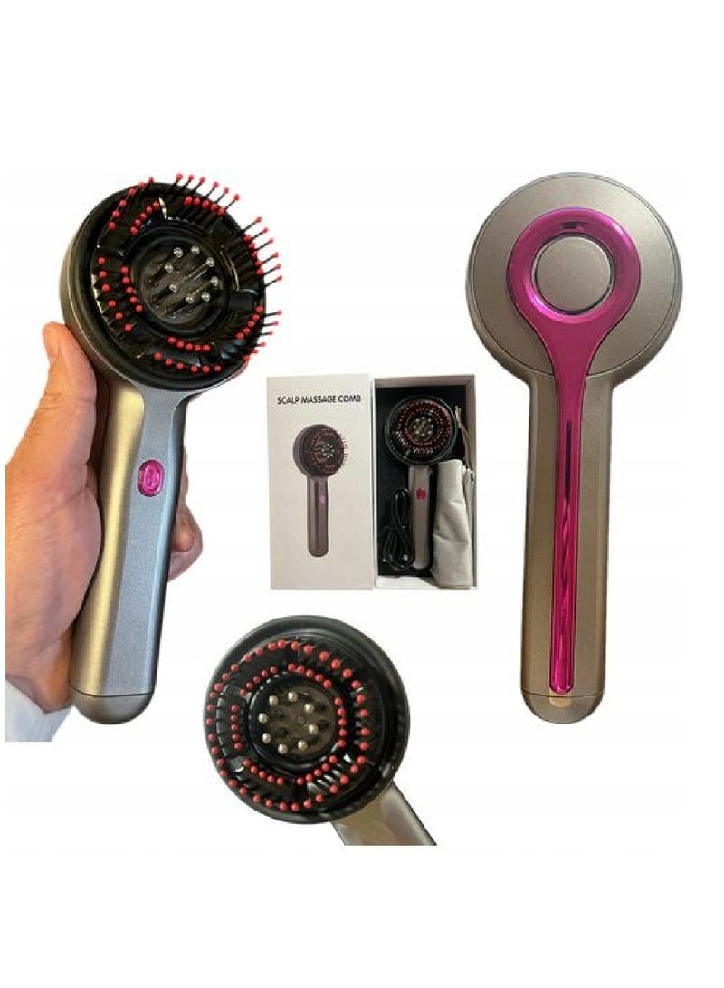 DIGI CORE Hair Massager Scalp Massager Multi-Function Electric Scalp Massage Comb For Hair Oil Diffuser Massage Comb Scalp Brush 2-IN-1 Hair Brush And Head Massager 3 Modes Grey - Image 1
