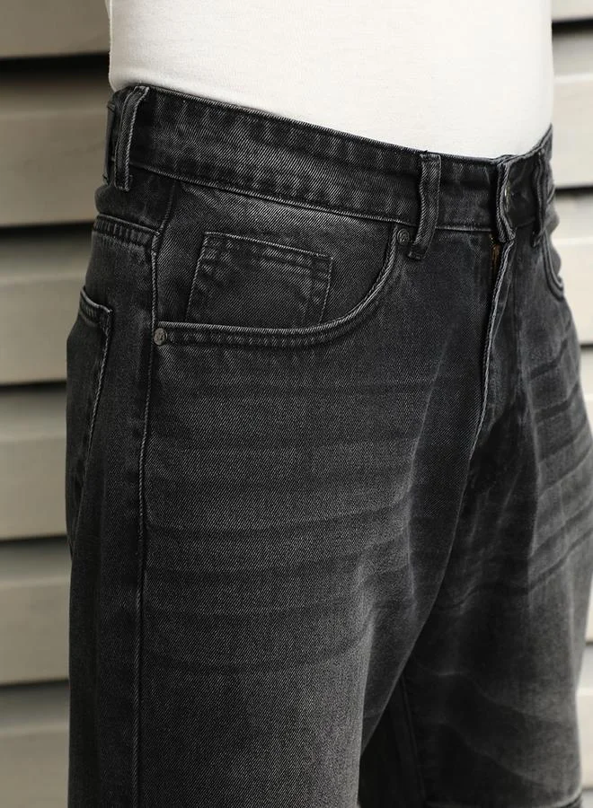 HIGH STAR Mid Rise Straight Fit Light Fade Jeans by Styli