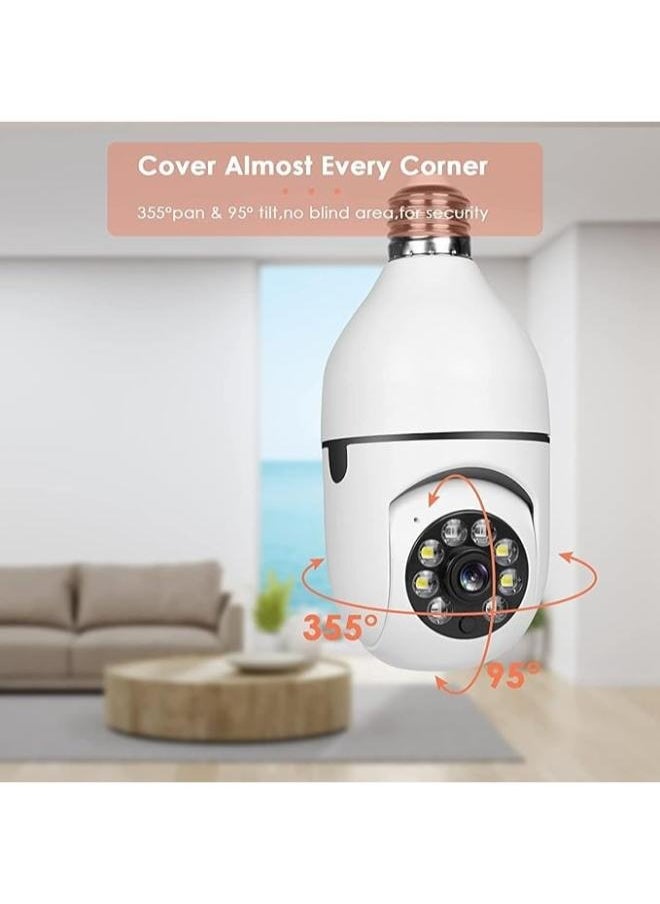 Executive LLC - (Pck of 2)360 Degree Security Cameras Wireless Outdoor 2.4GHz  5GHz WiFi Light Bulb Camera 1080p Indoor for Home Camera System Motion Detection Two-Way Audio - Image 1
