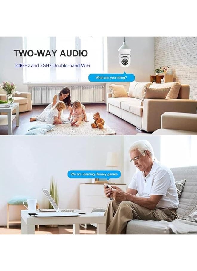 Executive LLC - (Pck of 2)360 Degree Security Cameras Wireless Outdoor 2.4GHz  5GHz WiFi Light Bulb Camera 1080p Indoor for Home Camera System Motion Detection Two-Way Audio - Image 1